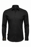 Black Slim Fit Formal Shirt front view