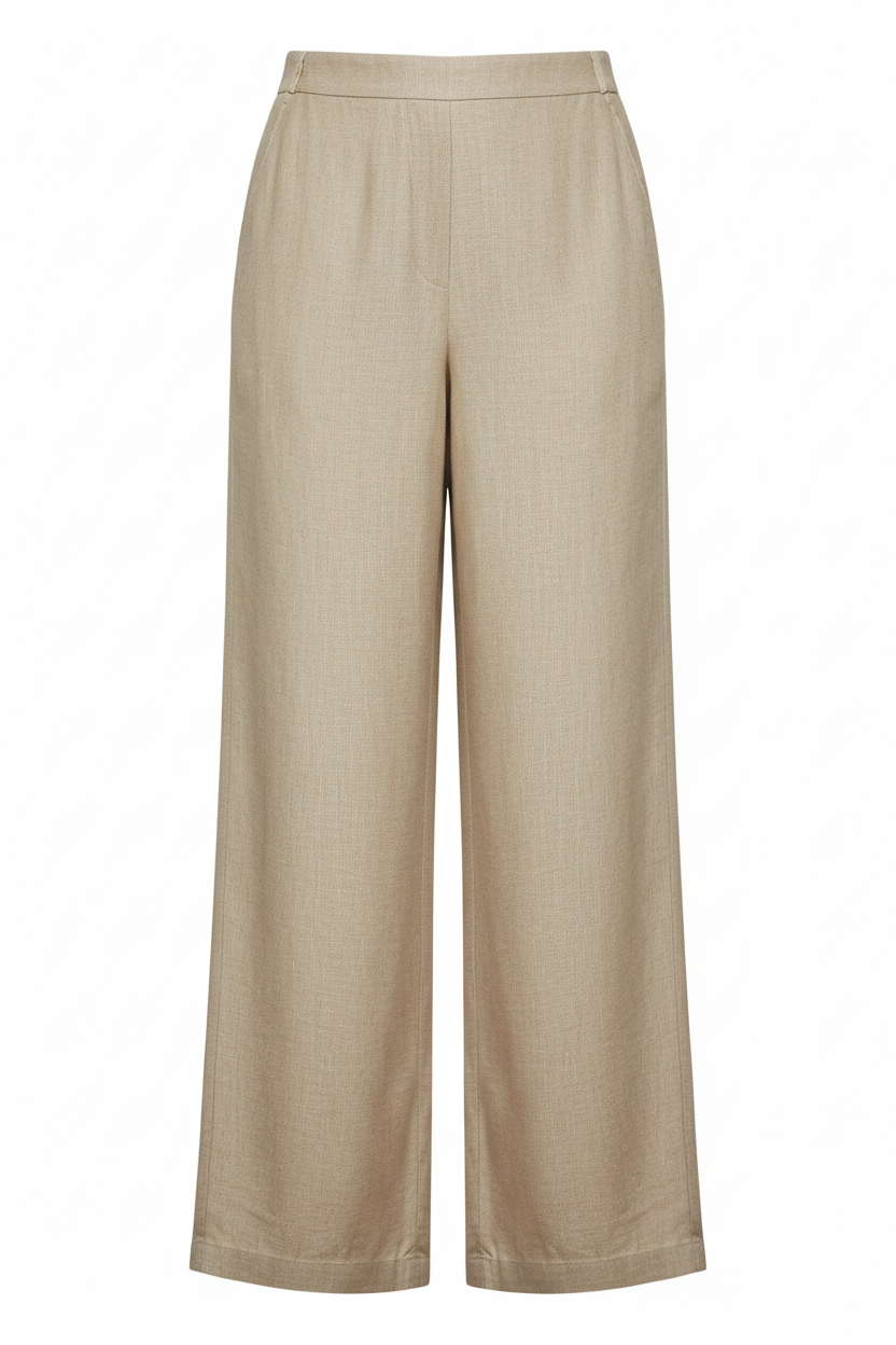 Beige Women's Straight Fit Palazzo Pants front view