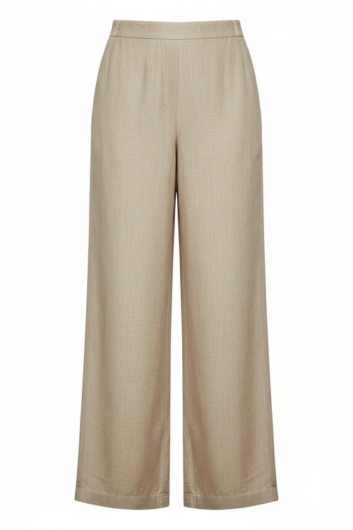 Beige Women's Straight Fit Palazzo Pants front view