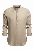 Beige Casual Linen Shirt front view
