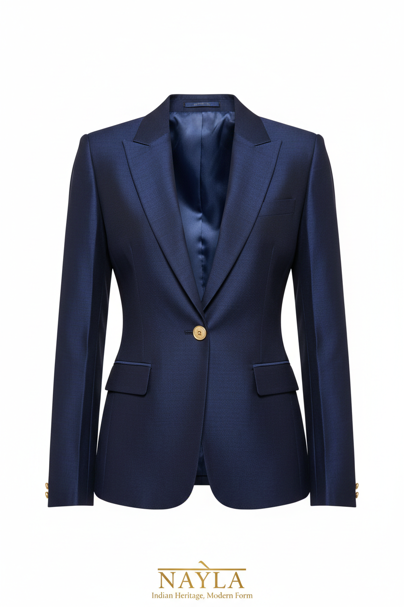 Navy Blue Women's Formal Blazer front view