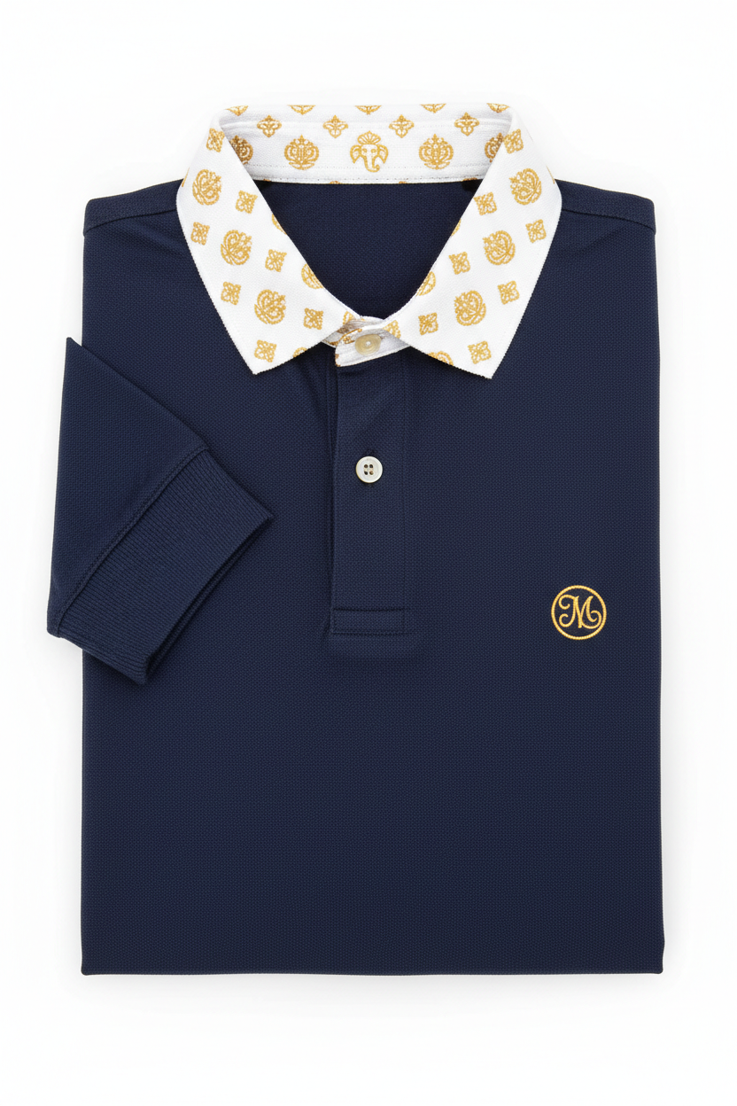 Premium Navy Blue Polo T-Shirt front view