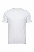 White Round Neck Cotton T-Shirt front view
