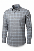 Smart Casual Grey Chequered Shirt front view