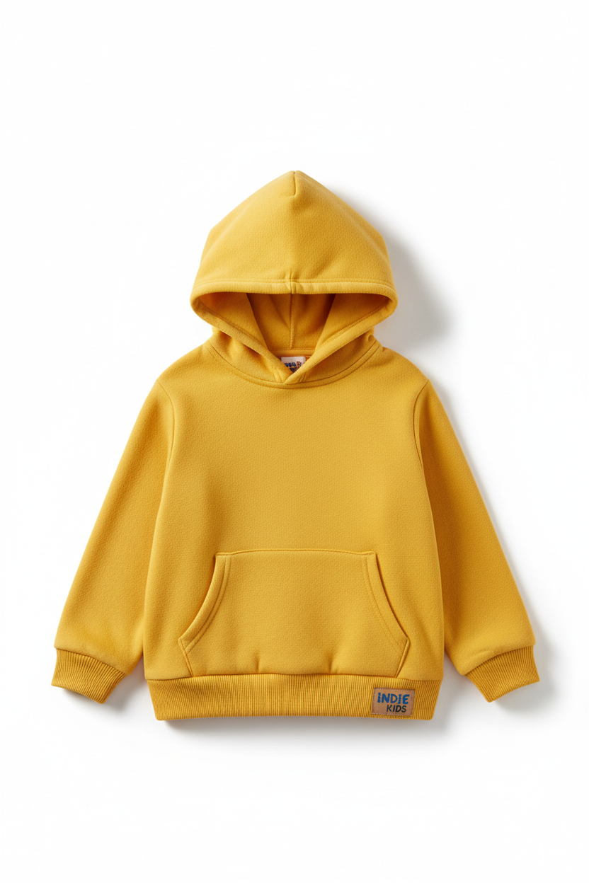 Kids Yellow Hooded Sweatshirt front view
