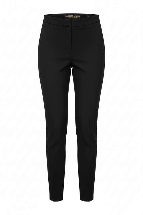 Black Women's Slim Fit Formal Trousers front view