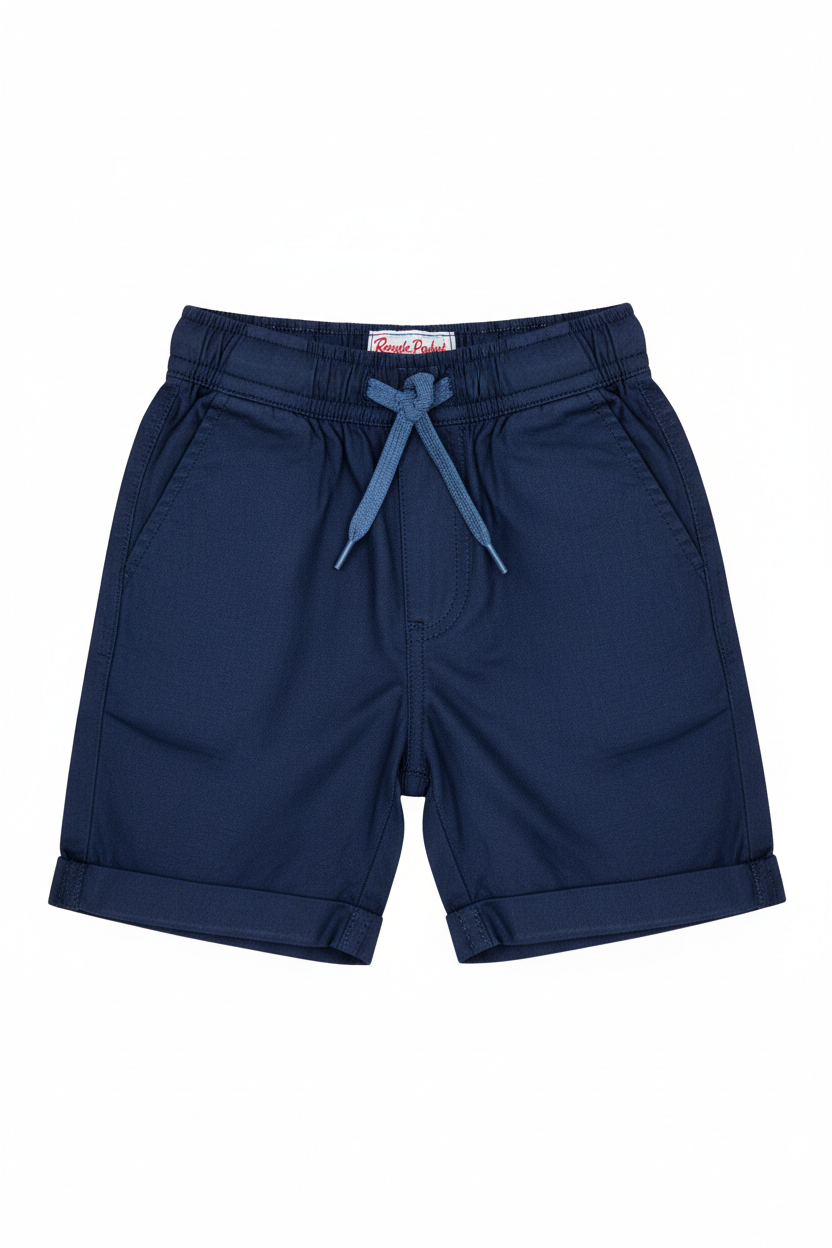 Kids Navy Blue Shorts front view